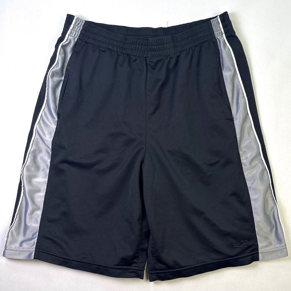 C9 by Champion Mens Black Silver Mesh Athletic Basketball Shorts Large 89474-DFM